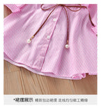 Baby Girls Stripe Long Sleeve Party Belt Fall Winter Casual Dress for 2-6Y