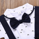 Baby Boys Clothes Short Sleeve Suit Tie Romper + Pants Outfits 2 Pcs - honeylives