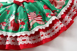 Spanish Girl Christmas Green Dress Party Frocks Lolita Fluffy Dresses 2 Pcs
