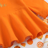 0-18M Baby Girl Halloween Frilly Long Sleeves Pumpkin Print 3 Pcs Sets