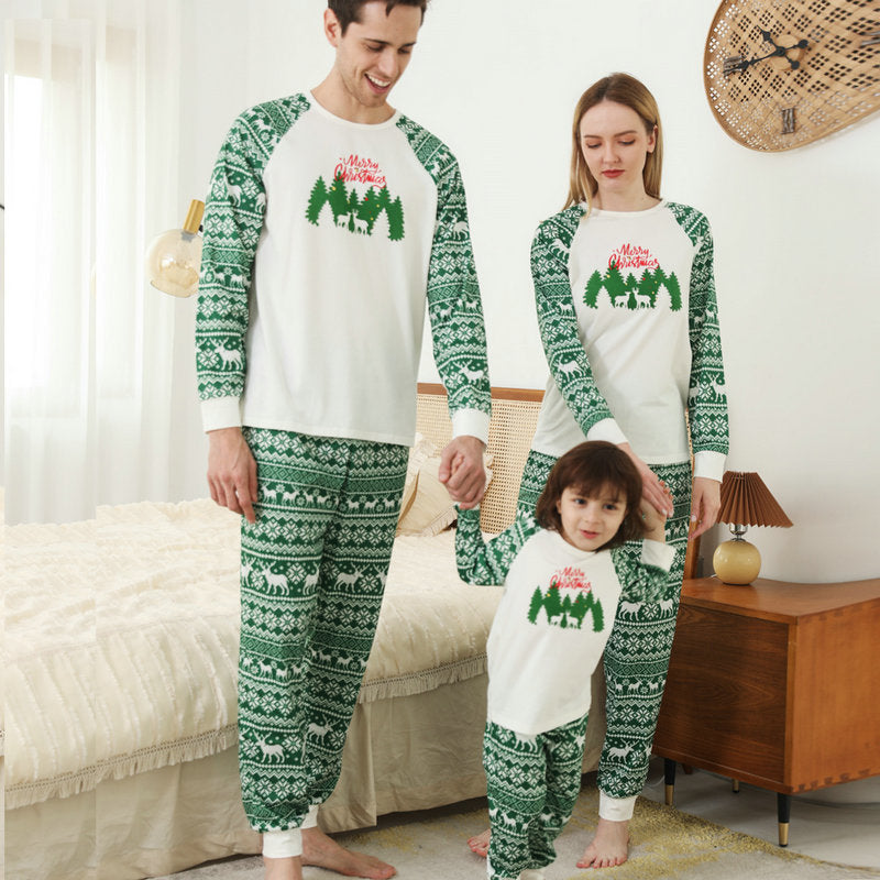 Family Matching Merry Christmas Tree Printed Pajamas Sleepwear