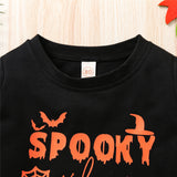 6M-5T Kids Baby Boy Halloween Casual Letters Print Round Neck Sweatshirt