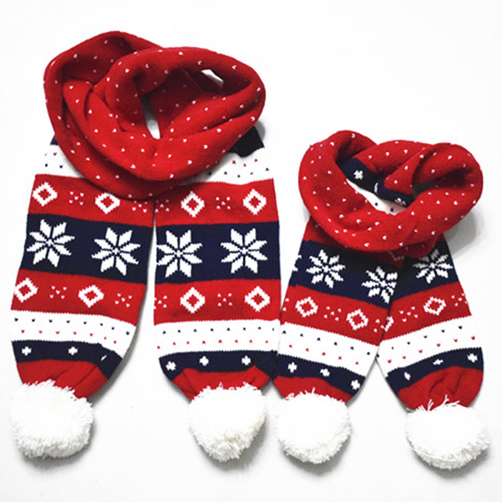 Girls Fashion Christmas Festive Winter Snow Print Warm Scarf Hats