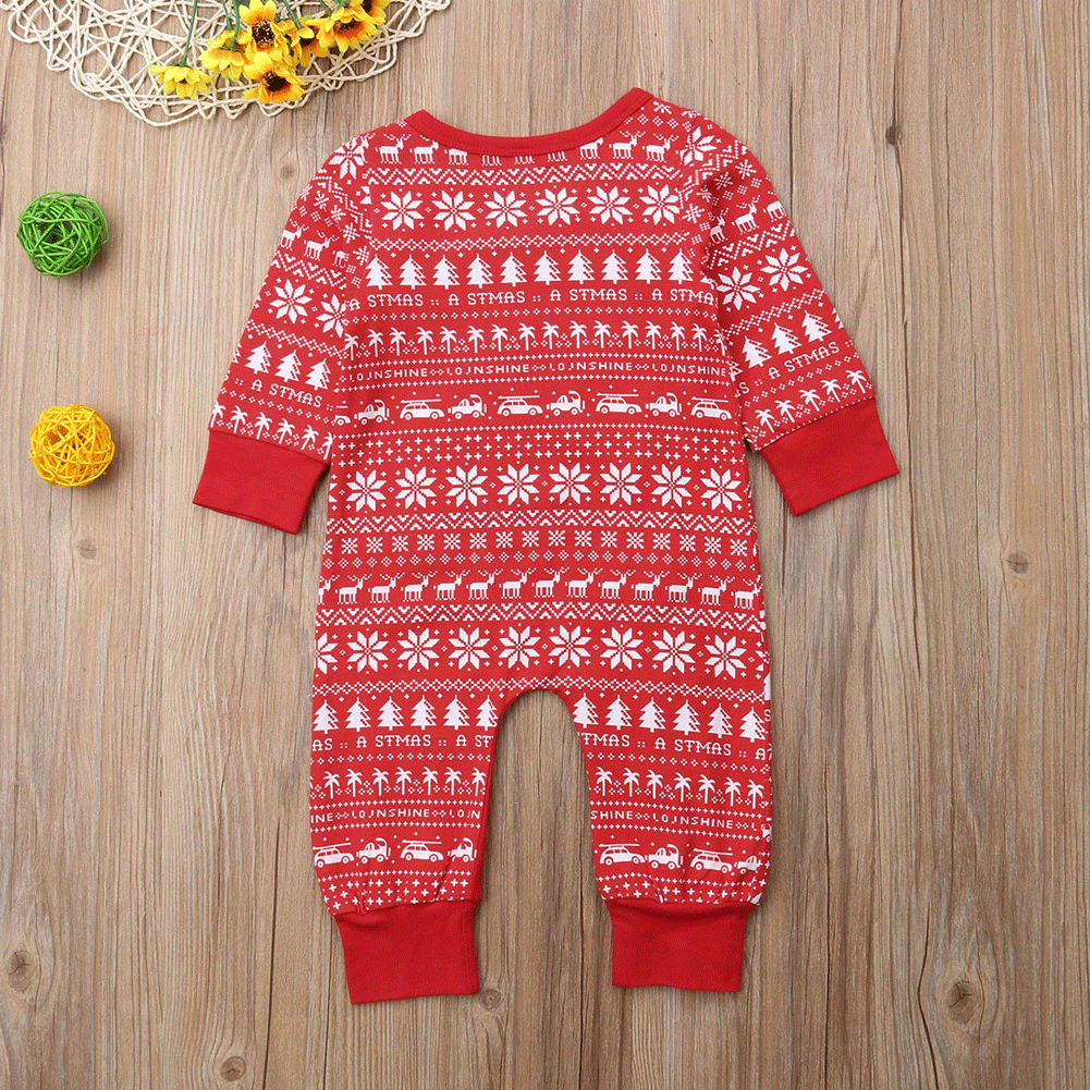 Newborn Baby Red Cotton Romper Christmas Party Clothes