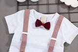 Kids Boys Bow Clothes Sets Gentleman High Qulity Short T shirt + Pants Outfits - honeylives
