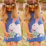 Kid Baby Girl Easter Bunny Stripe Casual Sundress