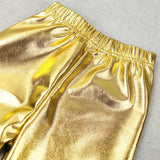 Baby Girls Leggings Metallic Gold Silver Punk Pants 2-10 Years
