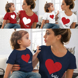 Family Matching Valentine Mother Daughter Son Heart Print T-shirts Tops