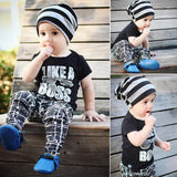 New Arrival Baby Boys Kids Summer Sets Short Sleeve T-shirt Tops+Pants 2pcs - honeylives