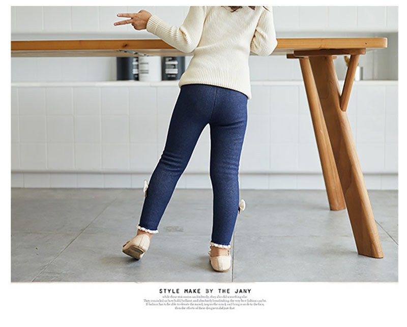 Kids Girl Trousers Pants Thick Warm Winter Spring Jean Leggings