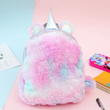 Fashion Colorful Girls Cute PU Laserl Bag Unicorn Plush Backpack