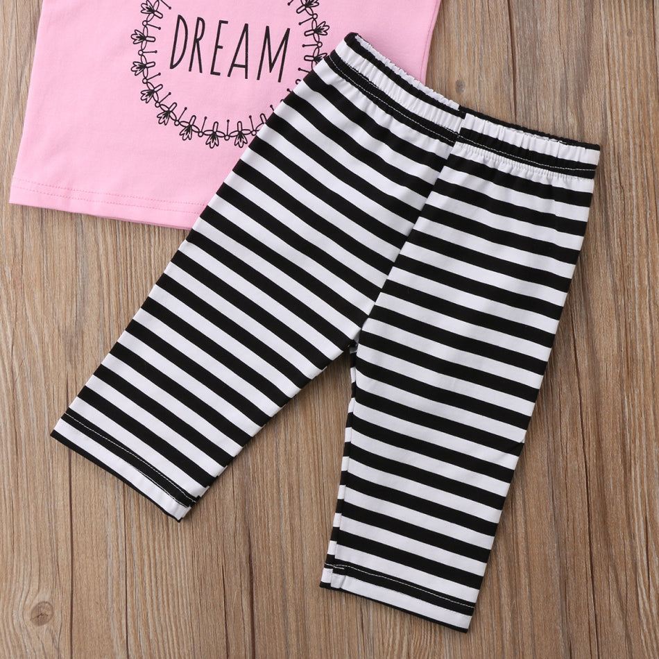 Kids Baby Girl Casual Striped Outfit 2 Pcs Sets