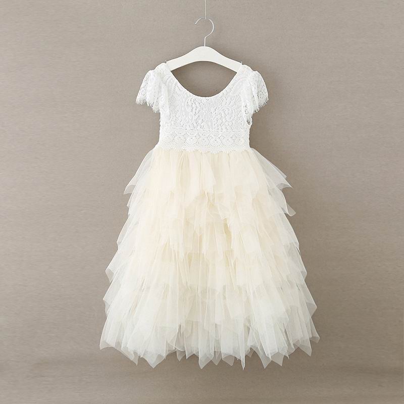 Flower Girl Princess Dress Eyelash Lace Birthday Fluffy Tulle Wedding Party Dress - honeylives