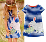 Kid Baby Girl Easter Bunny Stripe Casual Sundress