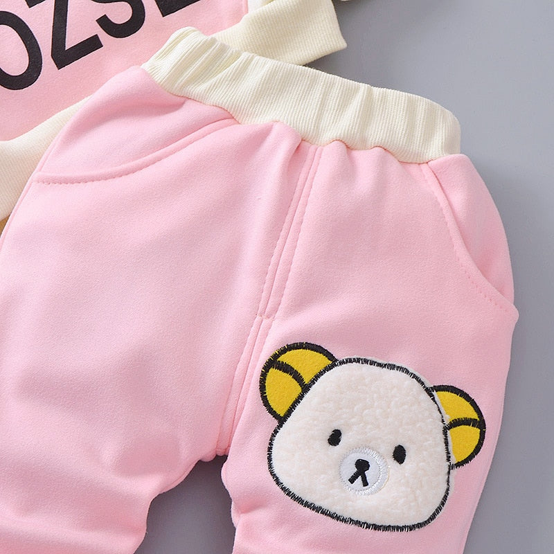 Toddler Kids Girl Warm Clothes Infant Tops+Bottoms+Vest 3Pcs Sports Suit