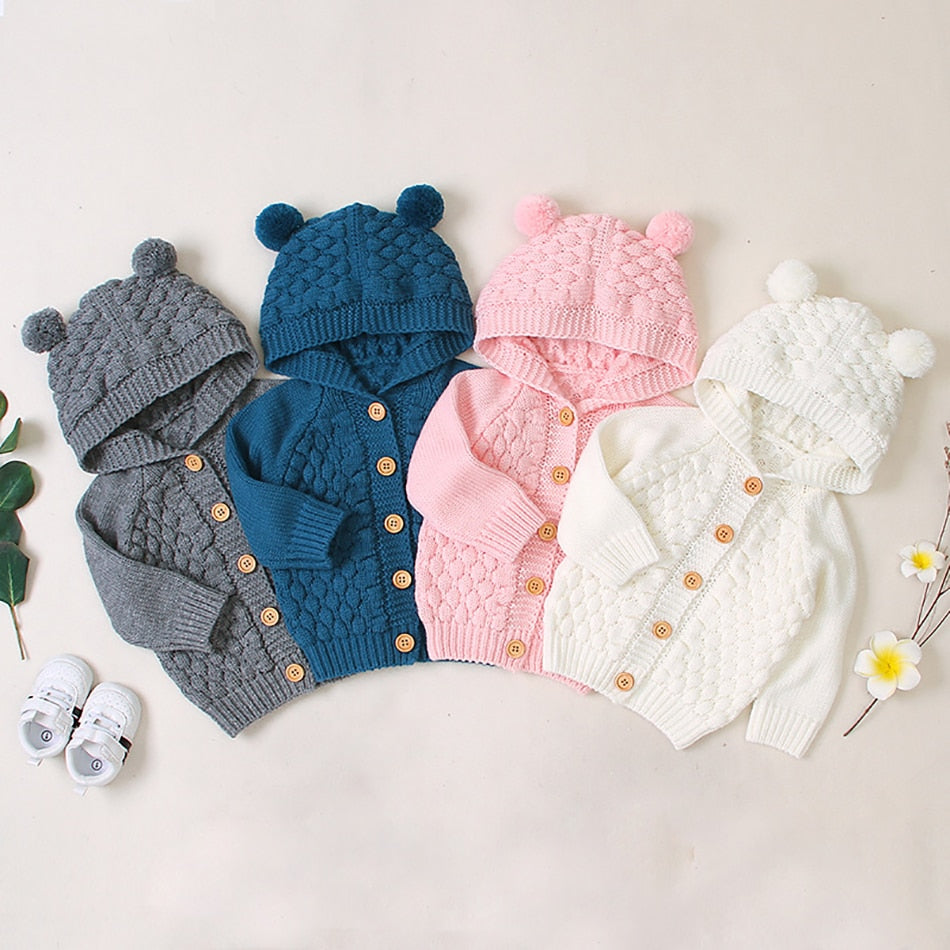 Baby Boy Girls Autumn Knitted Sweater Warm Soft Coats Outerwear
