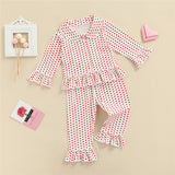 Kid Baby Girl Heart Print Pajama Set Valentine's Day 2 Pcs