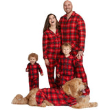 Christmas Family Matching Pajamas Long Sleeve Red Plaid  Sets