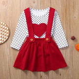 Kids Baby Girls Outfits Heart-shaped Suspender Skirts Clothes Sets - honeylives