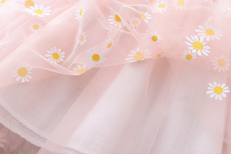 Girls Autumn Veil  Printed Baby Wear Flower Casual Dress