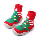 Baby Shoes Christmas Sock Shoes Knit Booties Toddler First Walker Soft Rubber