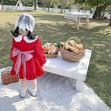 Baby Girls Lolita Strawberry Dress Spanish Birthday Baptism Dresses with Hats