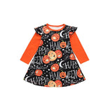 6M-6T Kids Baby Girl Halloween Pumpkin Printed Casual Dresses