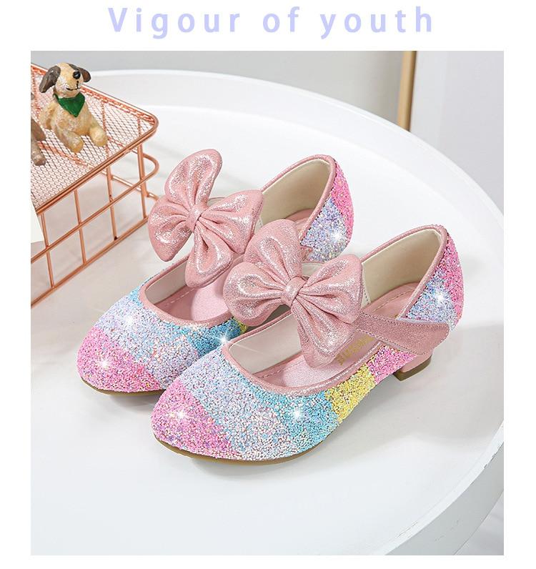 Girls High Heel Princess Crystal Shoes