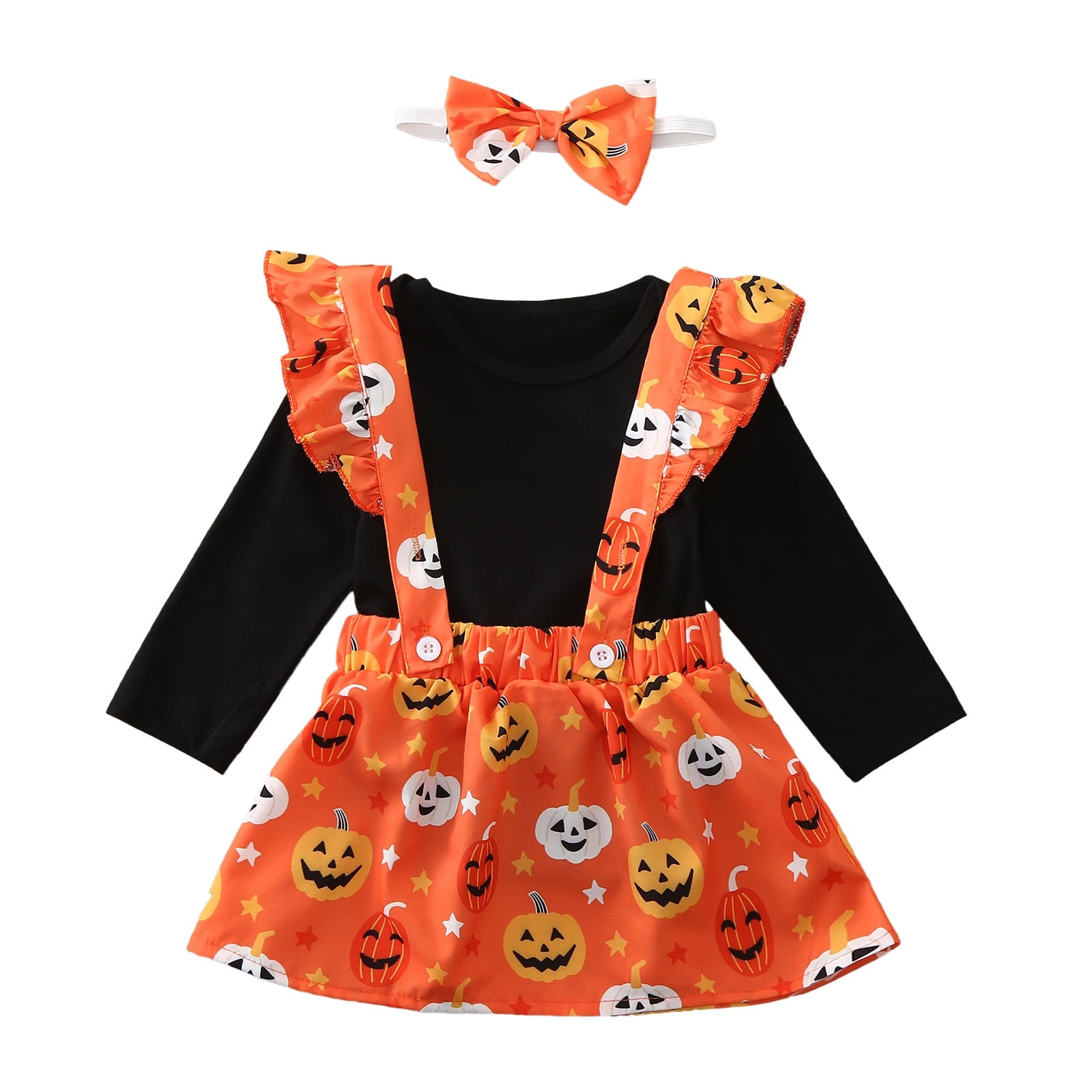 0-24M Baby Girl Sets Autumn Pumpkin Halloween Cartoon 3 Pcs Sets