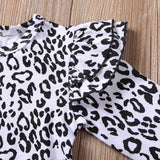 Baby Girl Leopard Set Valentine Long Sleeve Ruffles 2 Pcs 0-24M