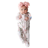 Baby Girl Romper Infant Vintage Sleeper Romper Headband Clothes Outfits - honeylives