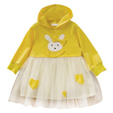 Kids Girls Fancy Casual Dress Long Sleeve Party Cartoon Rabbit Dress