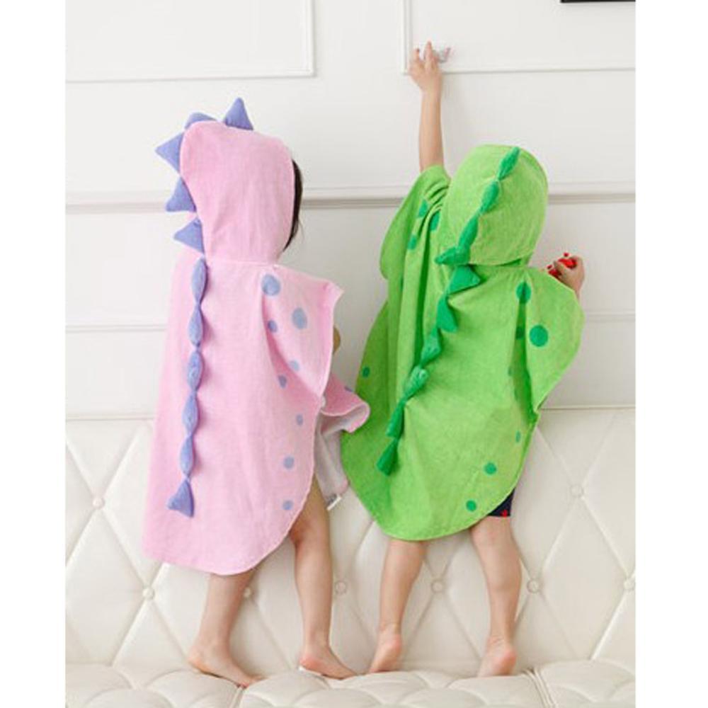 Kids Infant Bathrobe Dinosaur Hooded  Girl Boy Ponchos Bath Beach Towel - honeylives