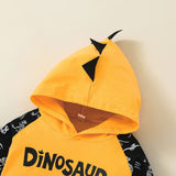 Boys Hooded Long Sleeve Dinosaur Letter Suits 2 Pcs Sets