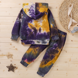 Boy Hooded Long Sleeve Tie Dye Fashion Suits 2 Pcs Sets