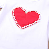 Toddler Girl Outfit  Pearls Heart Valentine Top Skirt 2Pcs Sets