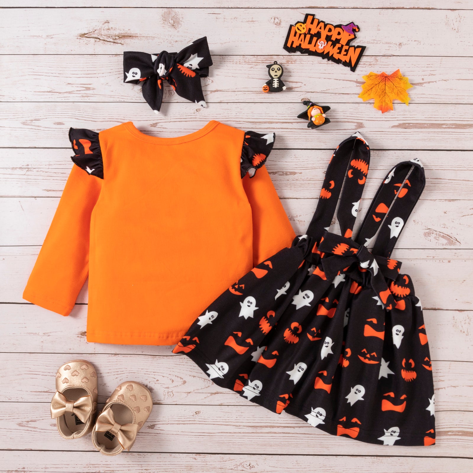 Kids Baby Girl Skirt Halloween Print 3 Pcs Sets