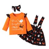 Kids Baby Girl Skirt Halloween Print 3 Pcs Sets