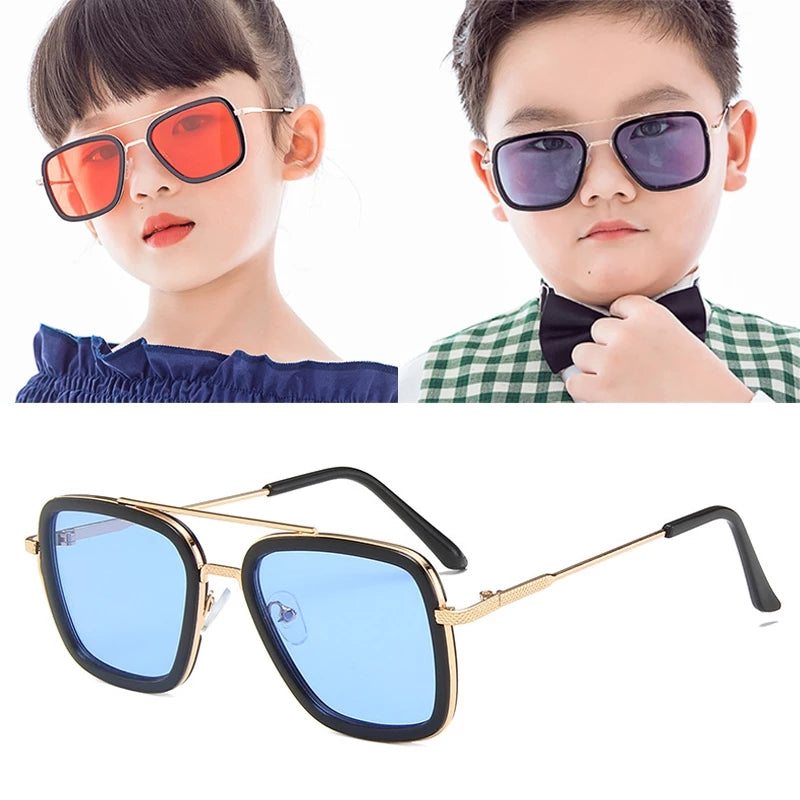 Kid Baby Iron Glasses Tony Stark Fashion Shaded Sunglasses