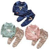 Baby Boy Elephant Cartoon Pattern Long Sleeve Casual Set 2 Pcs