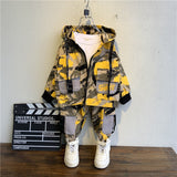 Boys Suit Hooded Camo Sport Top + Bottoms 2 Pcs