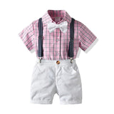 Kids Baby Boy Suit Gentleman Formal T-Shirt+Belt Pants 2Pcs - honeylives