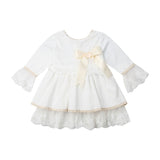 Kids Baby Girls Flared Sleeve Lace Bowknot Princess Dress Ball Gown 1-6Y