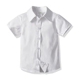 Kids Boys Summer Clothes Set Gentlemen Party Birthday Suit T-Shirt+Pants+Vest+Tie 4Pcs Set - honeylives