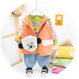 Kids Clothes  Boys and Girls Suits Long Sleeve Korean Style 3 Pcs Set 0-4 Years