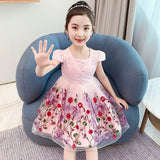 Kids Girls Elegant PrincessLace Embroidery Party Dress Flower Girl Clothes - honeylives
