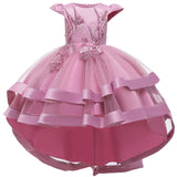 Kids Girl Cake Tutu Flower Dress Children Party Wedding Formal Dress 3-12T - honeylives