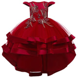 Kids Girl Cake Tutu Flower Dress Children Party Wedding Formal Dress 3-12T - honeylives