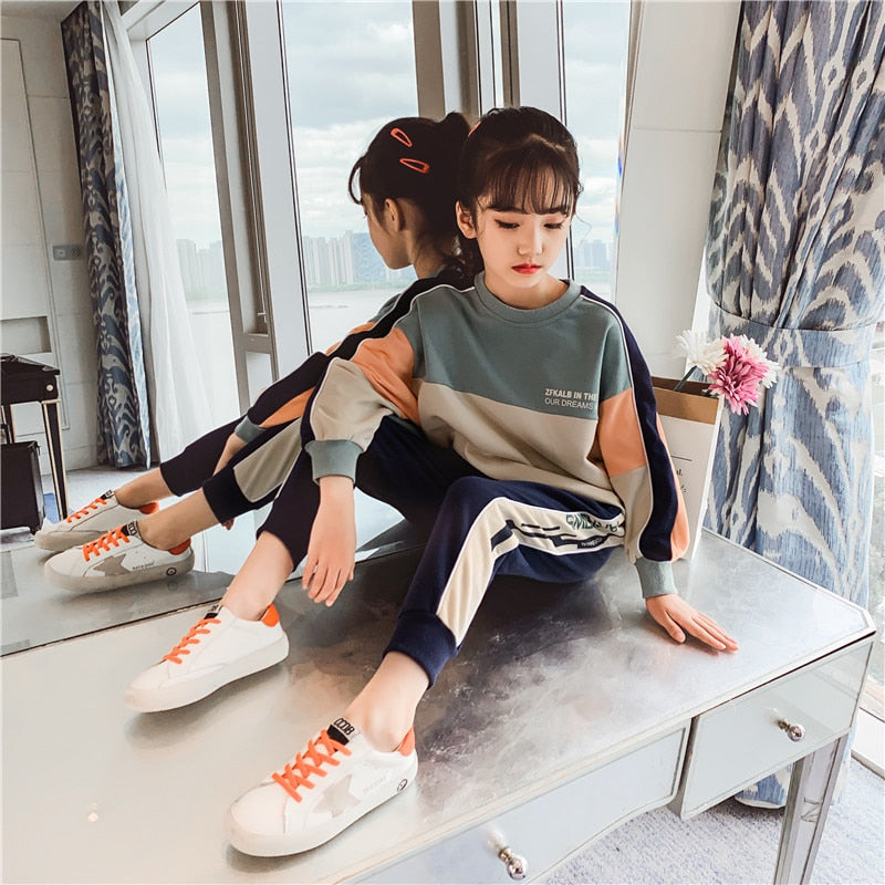 Kids Girls Sport Suit Long Sleeve Top & Bottoms Casual 2 Pcs for 2-12 Years