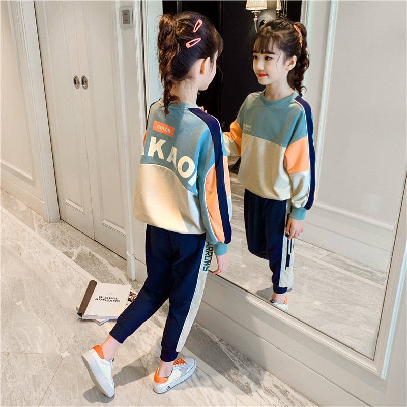 Kids Girls Sport Suit Long Sleeve Top & Bottoms Casual 2 Pcs for 2-12 Years